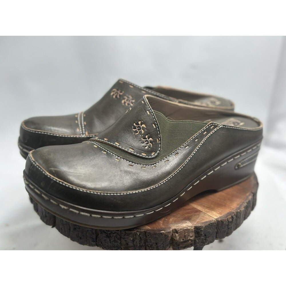 L'Artiste Spring Step Chino Clogs Women's 42 Leather Slip On